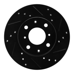 Honda Civic Brake Rotor (1) - Front Right - R1 Concepts - Drilled & Slotted - Silver - `90-`00